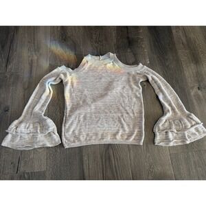 Express Cold Shoulder With Ruffle Sleeves Sweater Sz Small Beige